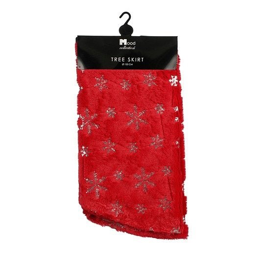 1.2M (4ft) Treeskirt with Snowflake - Red/Silver - Image 2