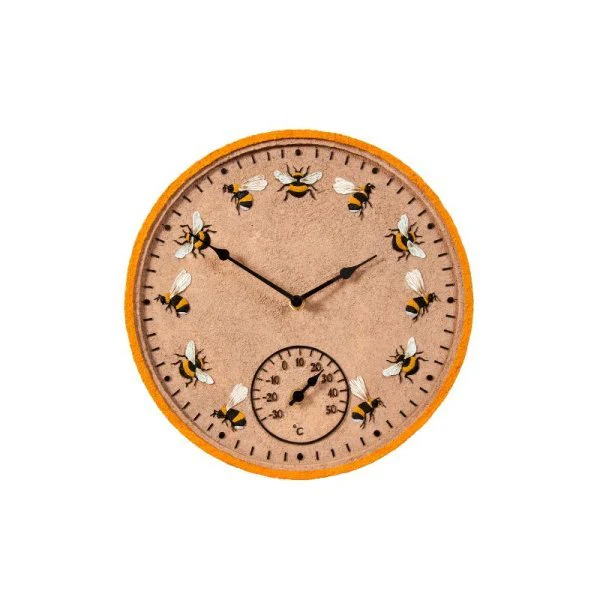 12in Beez Wall Clock and Thermometer - Image 2