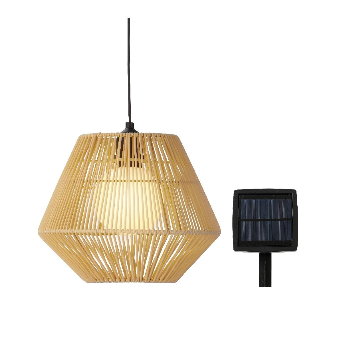 18x22.5cm Natural Wicker Solar Pendant Light - Image 3