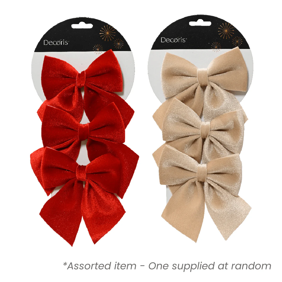 3pk Polyester Bow Assorted - One Supplied*