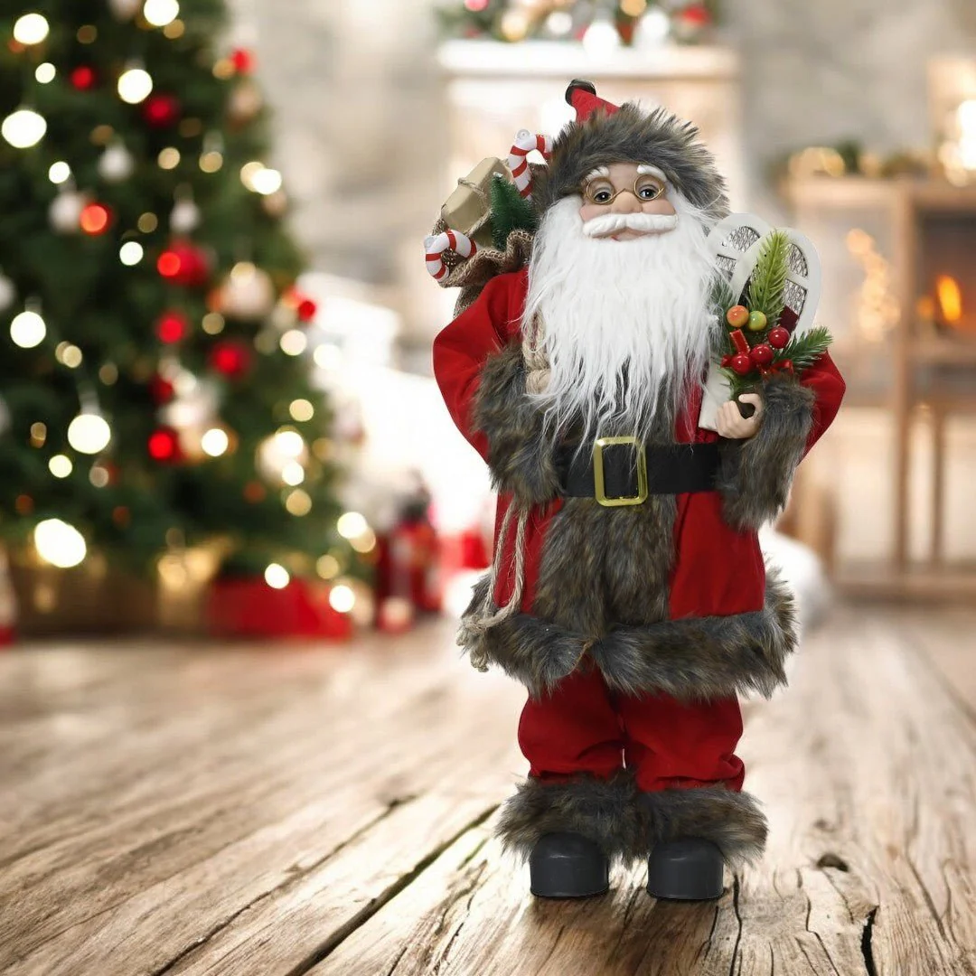 45cm Standing Red Santa with Glasses