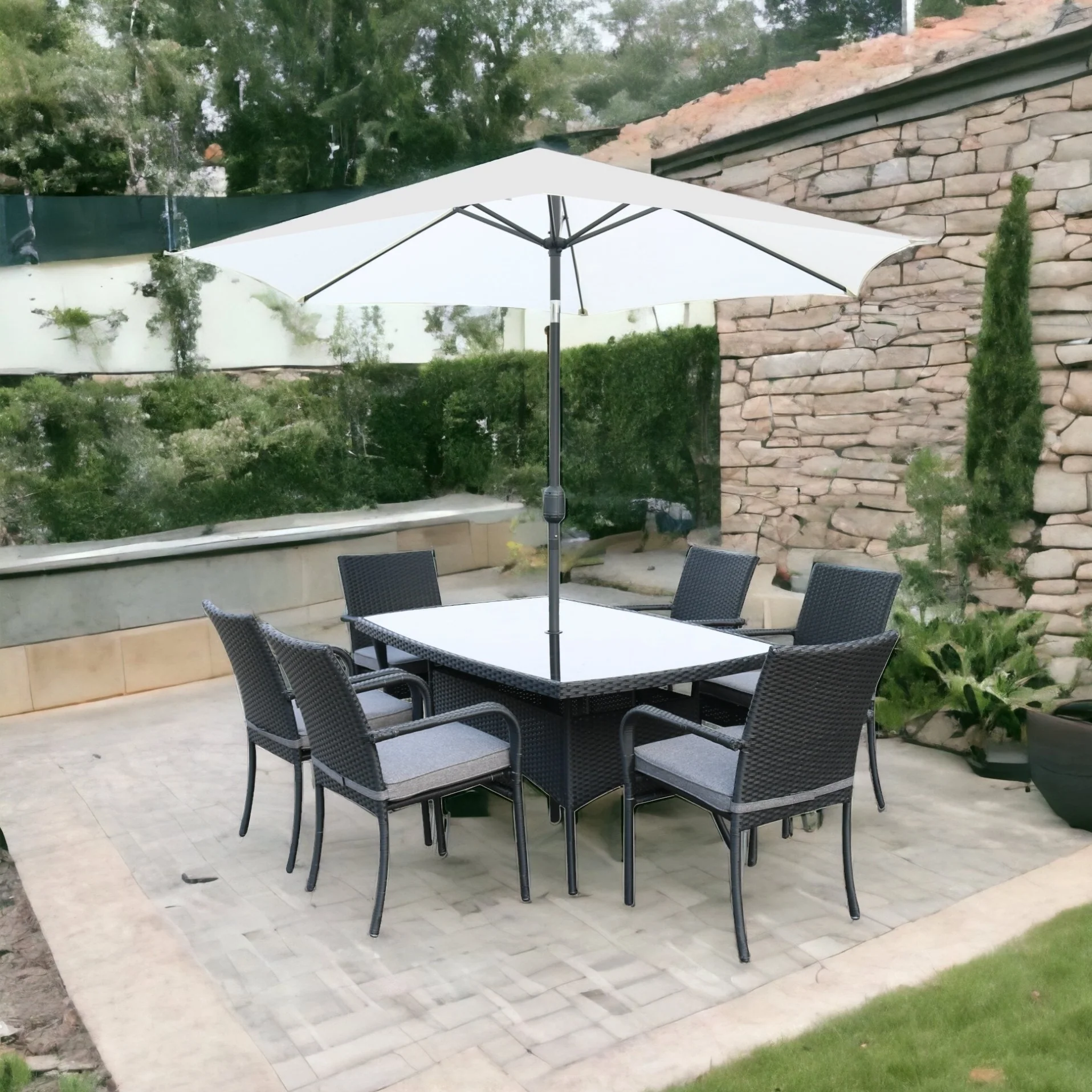 Sienna 6 Seater Rectangular Rattan Furniture Set - 1.6m