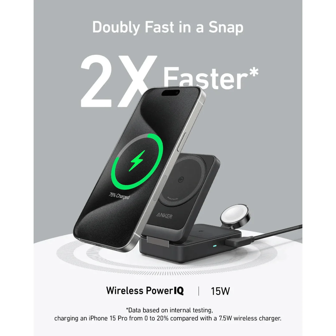 Anker MagGo Wireless Charging Station 15W Foldable 3 in 1- White - Image 8