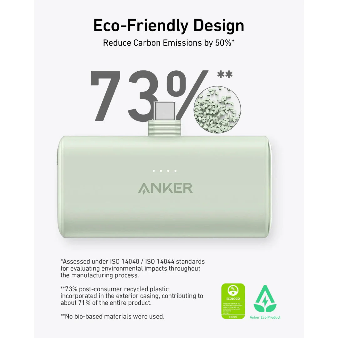 Anker Nano 22.5W Built in USB C Power Bank 5,000mah - White - Image 6