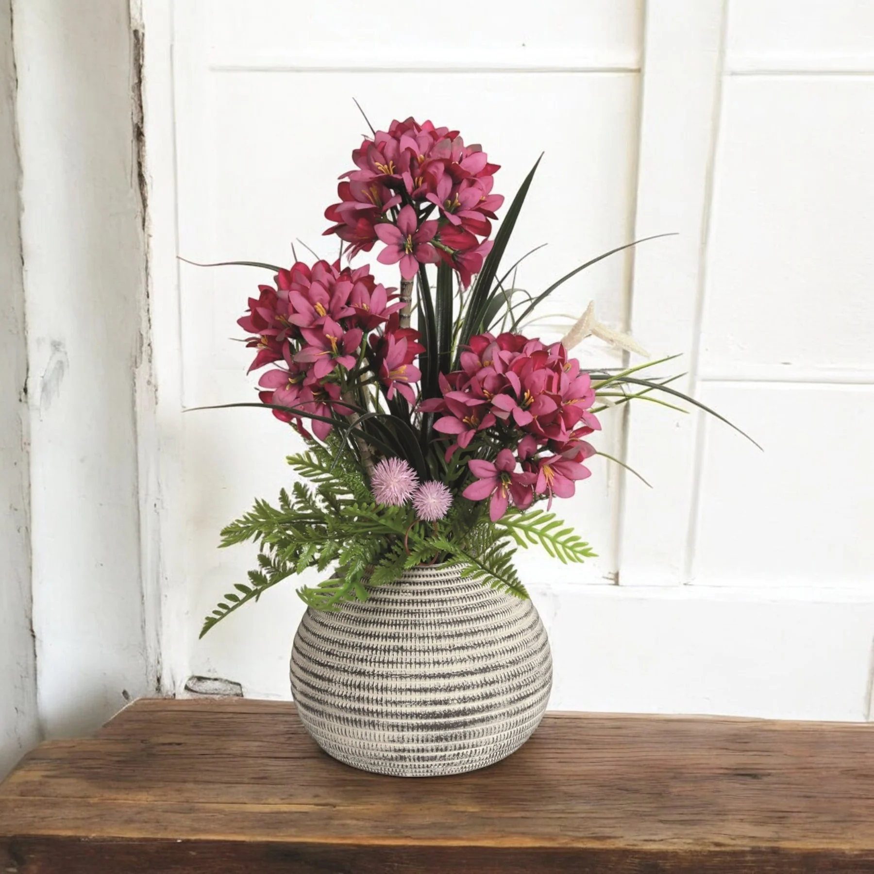 Artificial Pink Flower Arrangement in Textured Pot 49cm