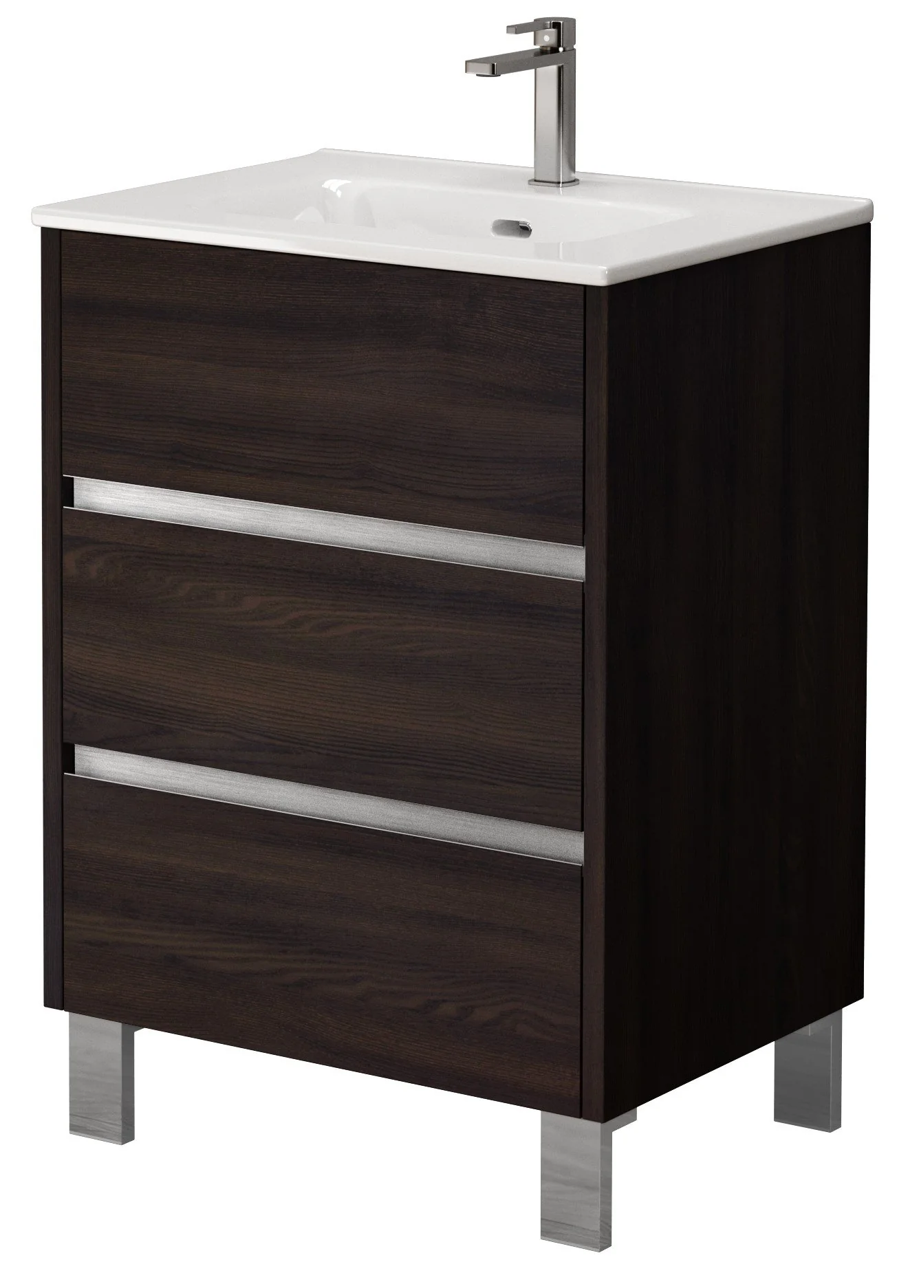 Bathroom Studio  Harvey 60cm 3 Drawer Floor Standing Unit Wenge