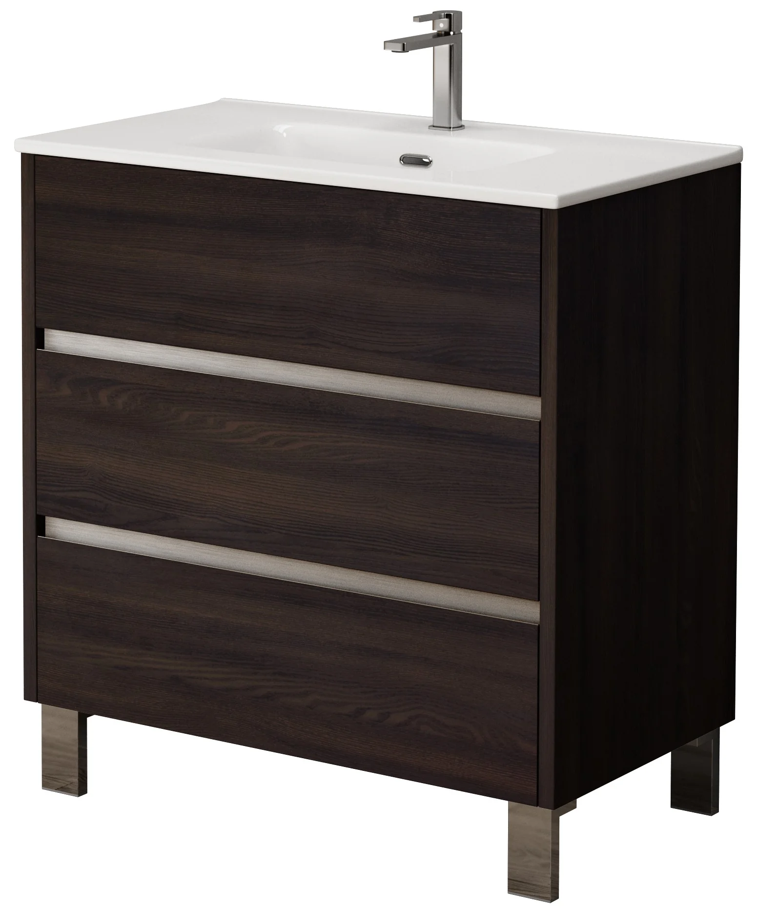 Bathroom Studio  Harvey 80cm 3 Drawer Floor Standing Unit Wenge - Image 2