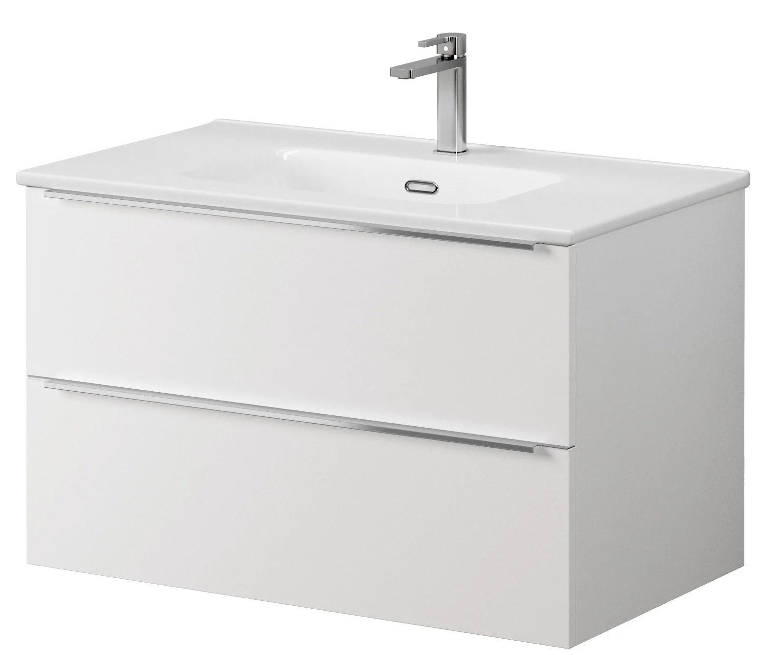 Bathroom Studio Kara 80cm 2 Drawer Wall Hung Unit Matt White - Image 2
