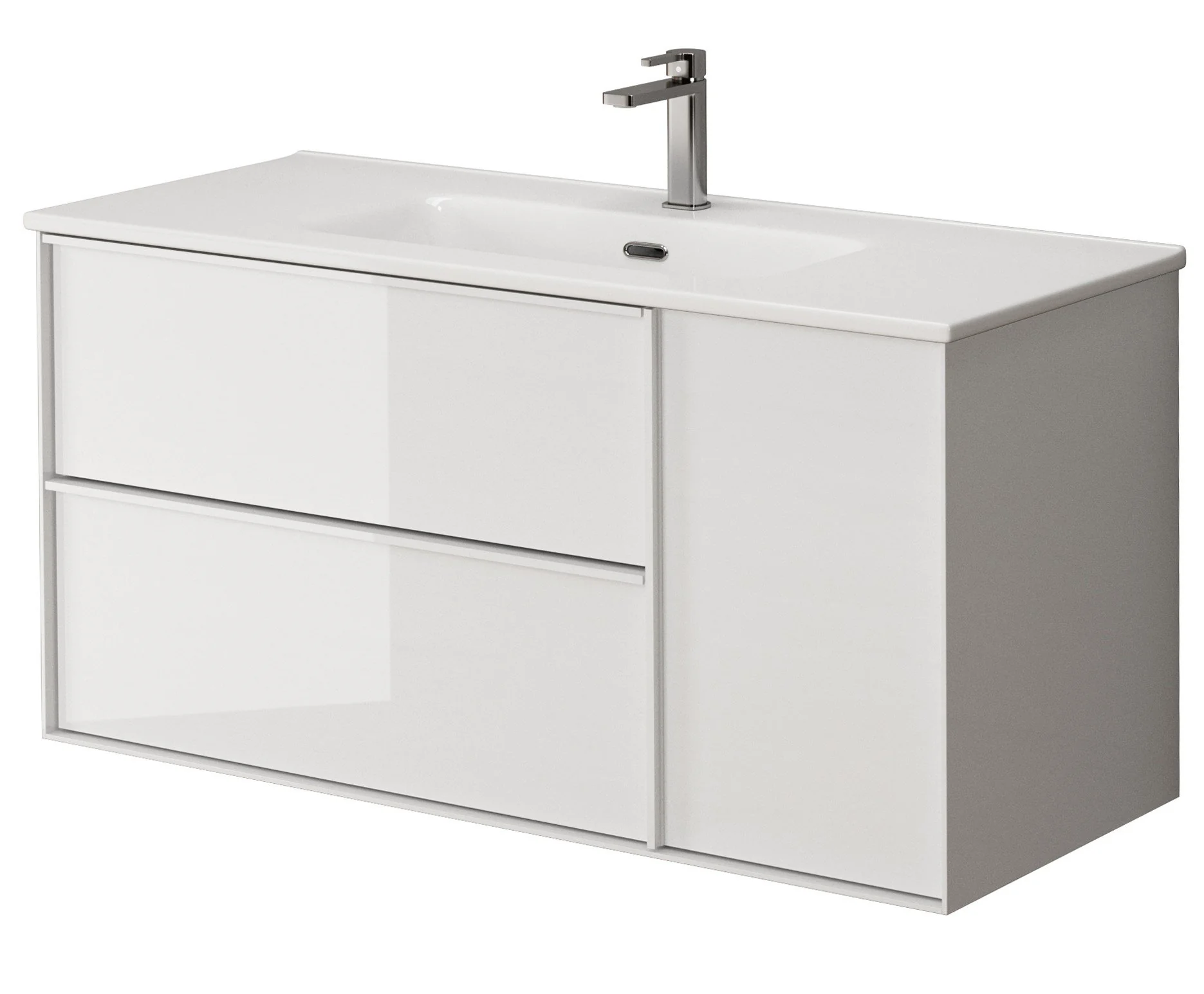 Bathroom Studio Serena 100cm 2 Drawer/1 Door Wall Hung Unit White