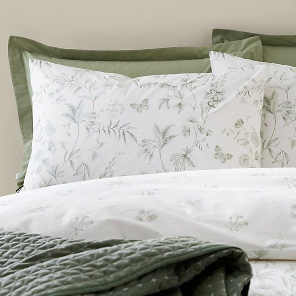 Bianca Thea Floral 200 Thread Count Cotton Green Reversible Duvet Cover Set – King - Image 2
