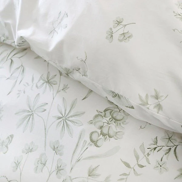 Bianca Thea Floral 200 Thread Count Cotton Green Reversible Duvet Cover Set – King - Image 3