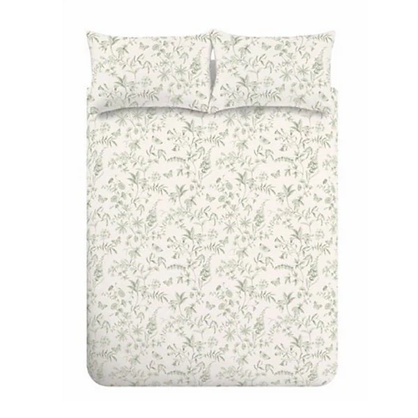 Bianca Thea Floral 200 Thread Count Cotton Green Reversible Duvet Cover Set – King - Image 5