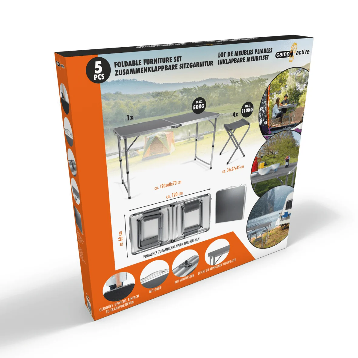 Camp Active Foldable Camping Table & Stool Set - Image 2