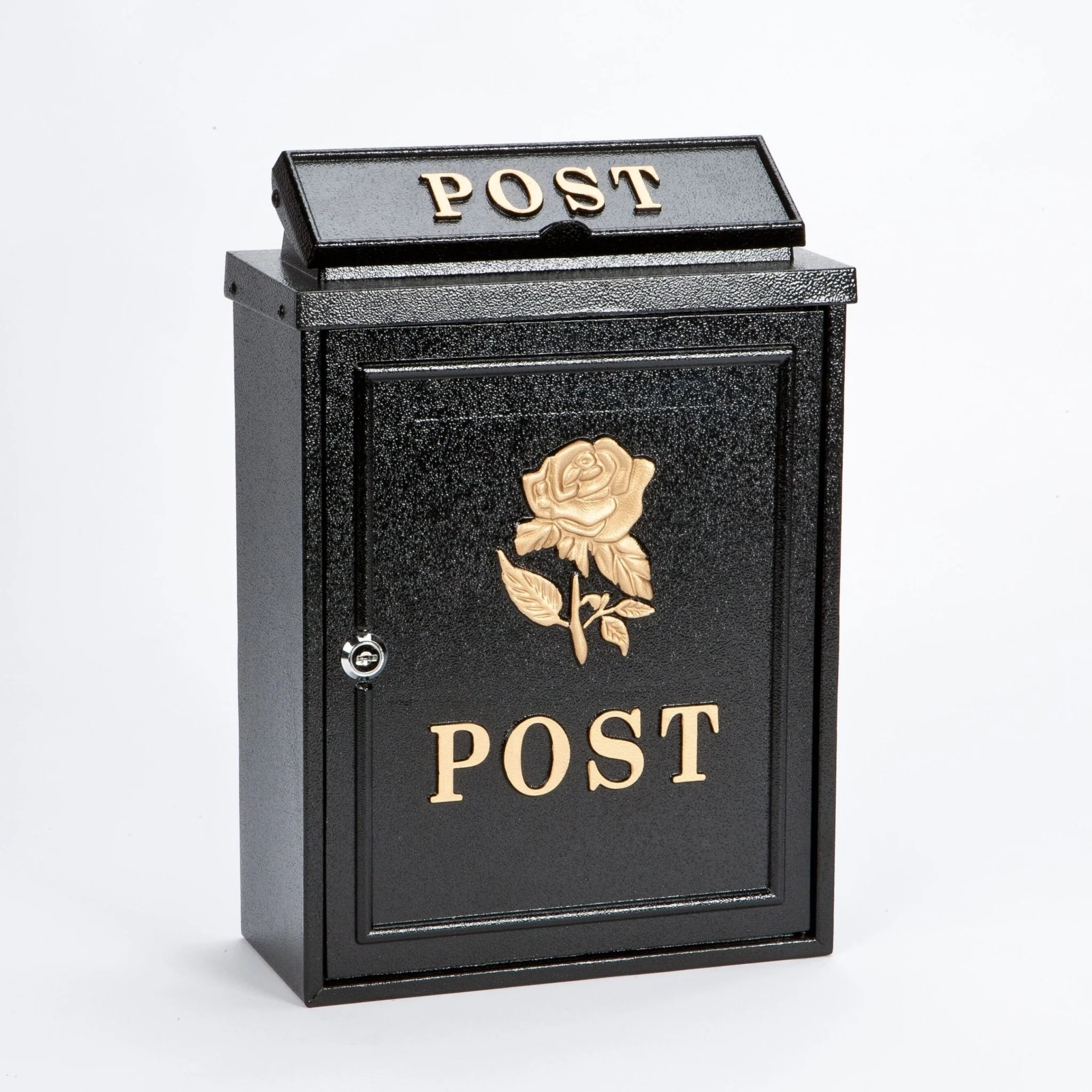 Cast Aluminium Post Box Gold Rose