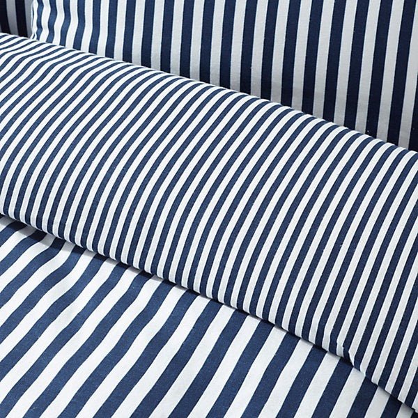 Catherine Lansfield Brushed Cotton Navy Blue Stripe Reversible Duvet Cover Set - King Size - Image 3