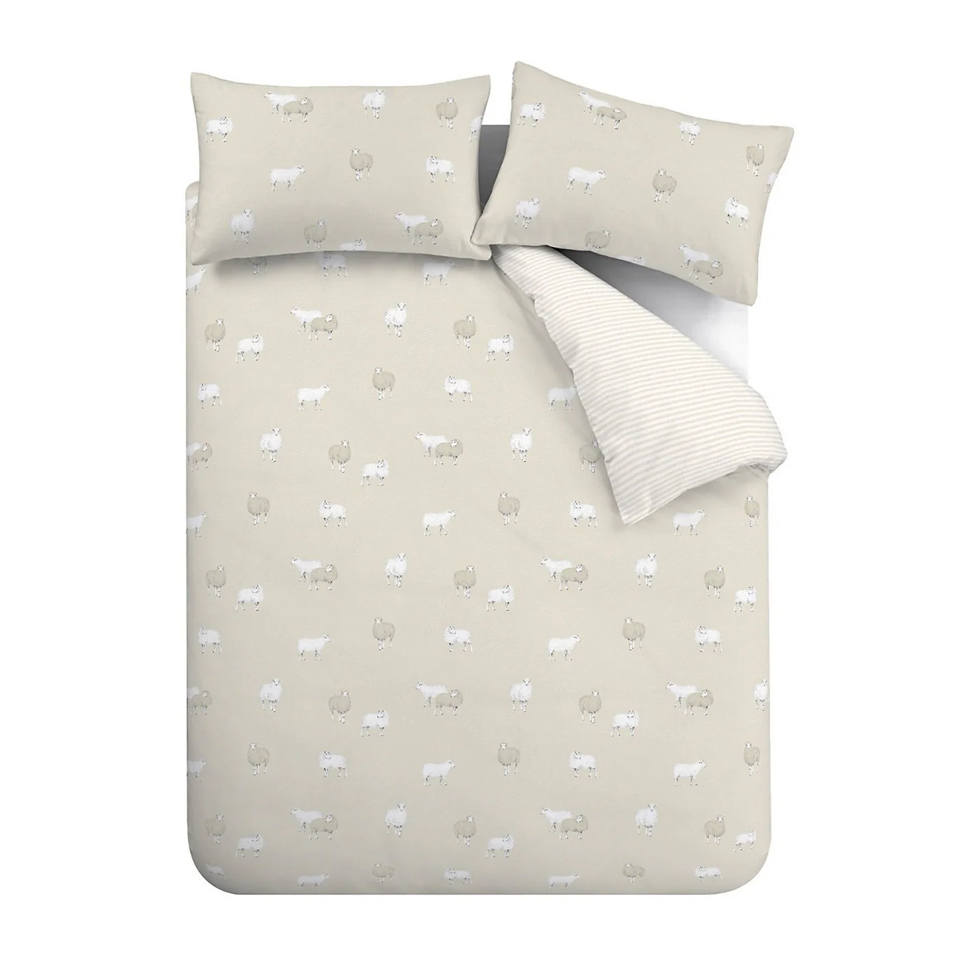 Catherine Lansfield Brushed Cotton Sheep Reversible Duvet Cover Set - Kingsize - Image 5