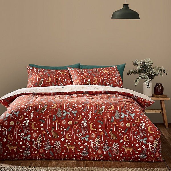 Catherine Lansfield Burnt Orange Enchanted Twilight Animals Duvet Cover Set – King
