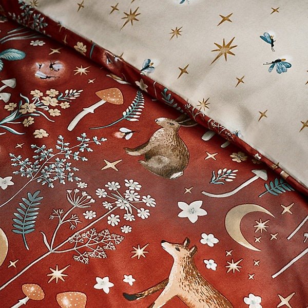 Catherine Lansfield Burnt Orange Enchanted Twilight Animals Duvet Cover Set – King - Image 4