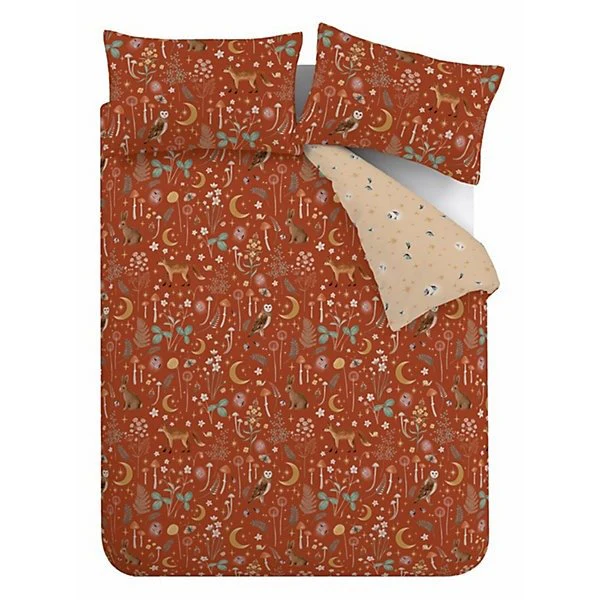 Catherine Lansfield Burnt Orange Enchanted Twilight Animals Duvet Cover Set – King - Image 5