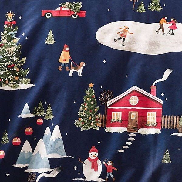Catherine Lansfield Christmas Ski Village Reversible Duvet Cover Set – Navy Blue (Double) - Image 4