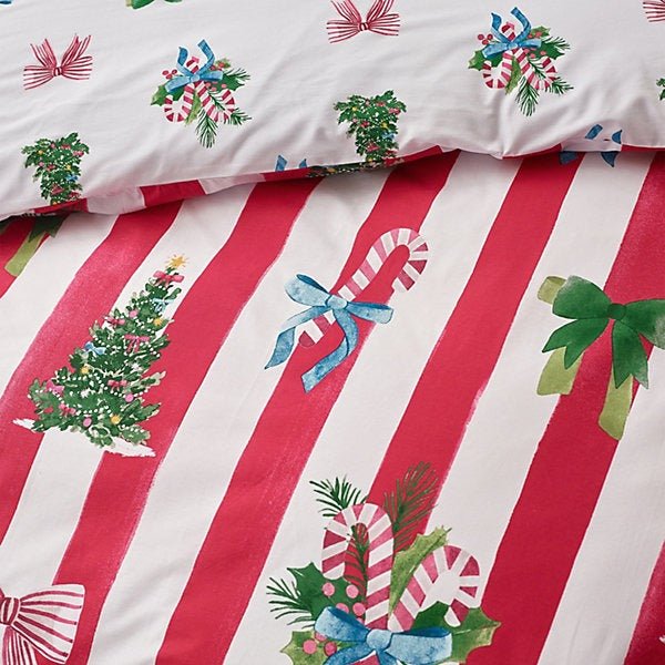 Catherine Lansfield Christmas Stripe Reversible Duvet Cover Set – Double - Image 4