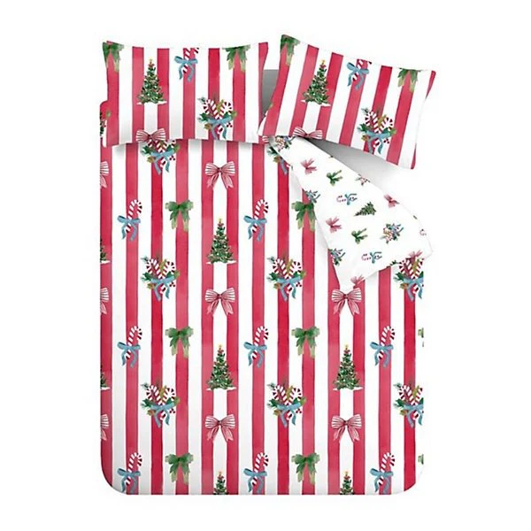 Catherine Lansfield Christmas Stripe Reversible Duvet Cover Set – King - Image 5
