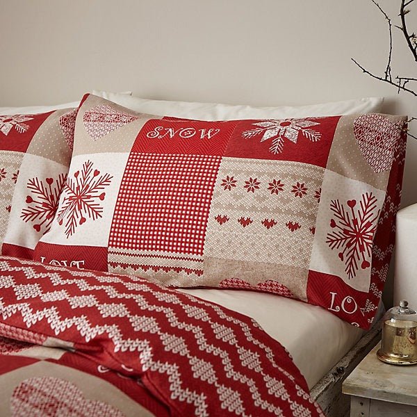 Catherine Lansfield Let It Snow Red Christmas Duvet Cover Set – King - Image 2