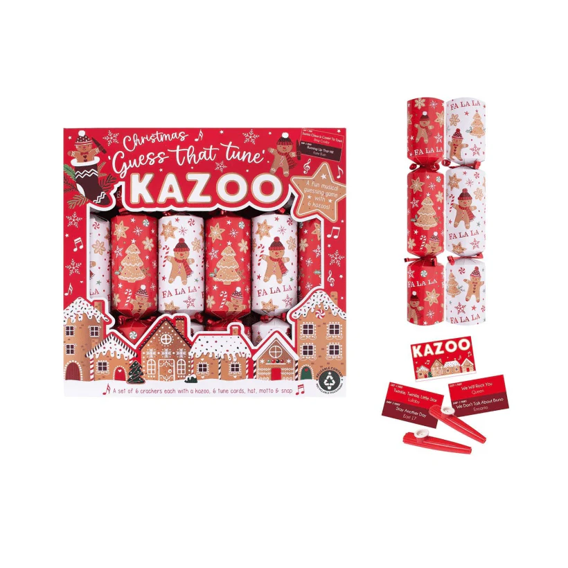 Christmas 6 Gingerbread Kazoo 12" Crackers