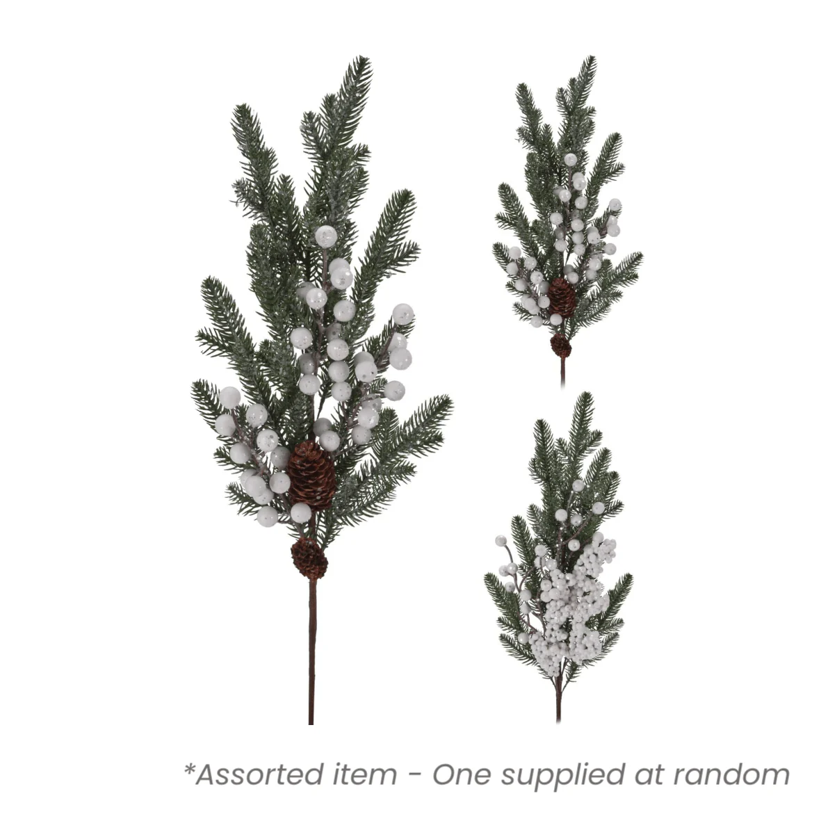 Christmas Branch with White Berries & Glitter 50cm