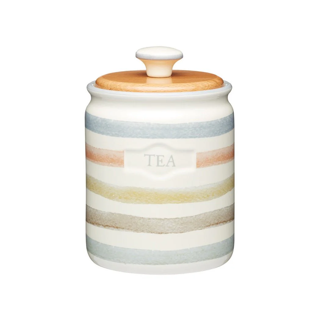 Classic Collection Striped Ceramic Tea Caddy