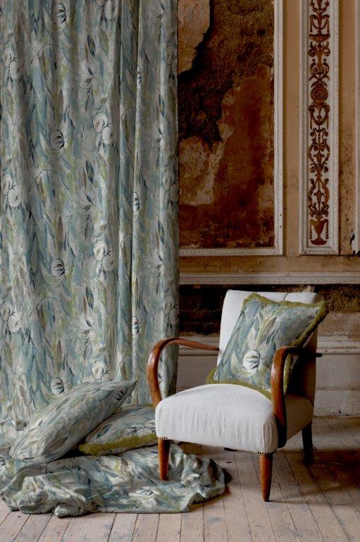 Cottonopolis 66" x 72" Lined Eyelet Curtains Marine - Image 2