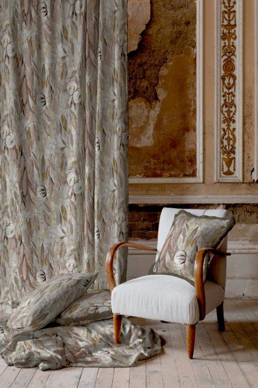 Cottonopolis 90" x 72" Lined Eyelet Curtains Quartz - Image 2