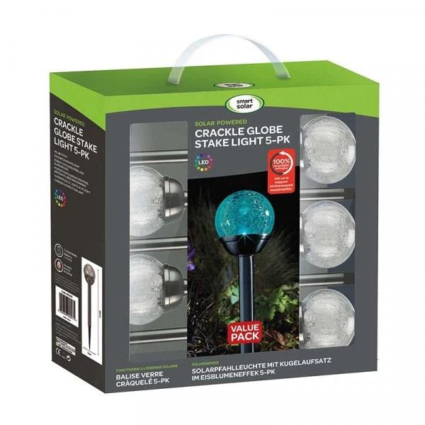 Crackle Globe Solar Stake Light 5 Pack