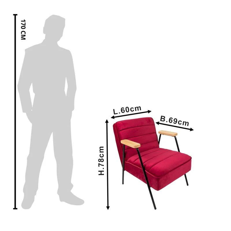 Decorative Armchair with Armrests Fuchsia Red - Image 5