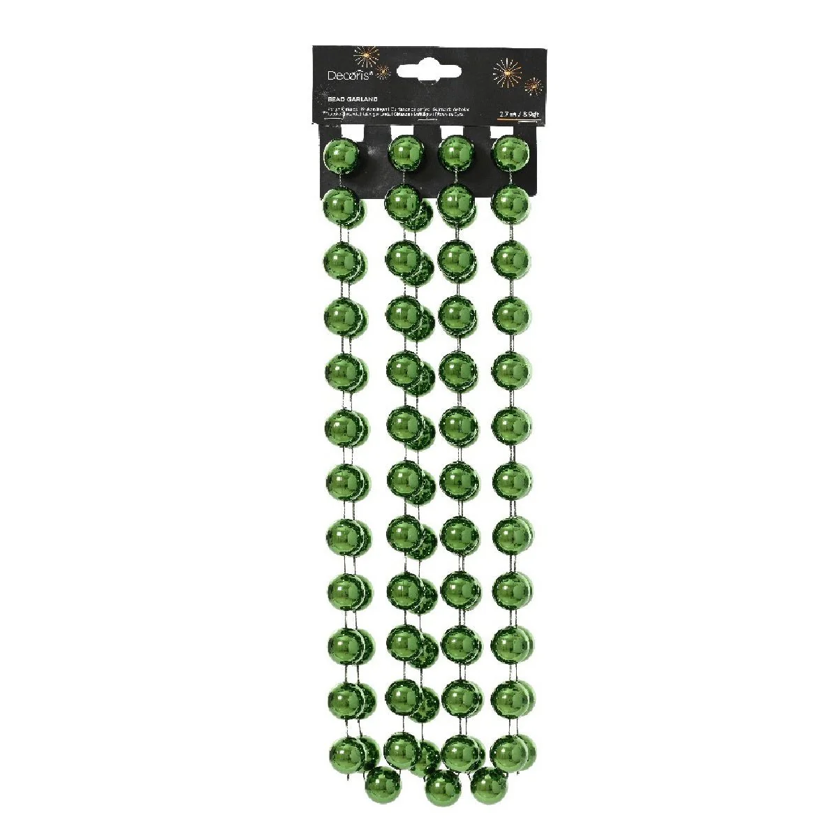 Decoris XXL Bead Garland 2.7m Shiny Pine Green