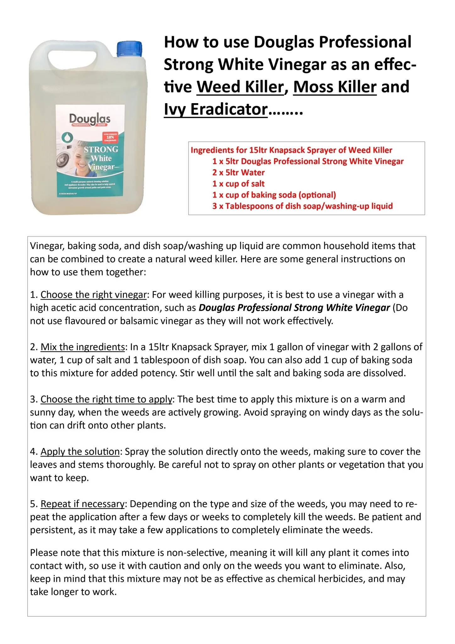 Professional Strong White Vinegar 5 Litre 18% - Image 2