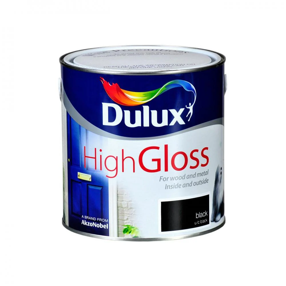 Dulux High Gloss Colour - 750ml BLACK - Image 2