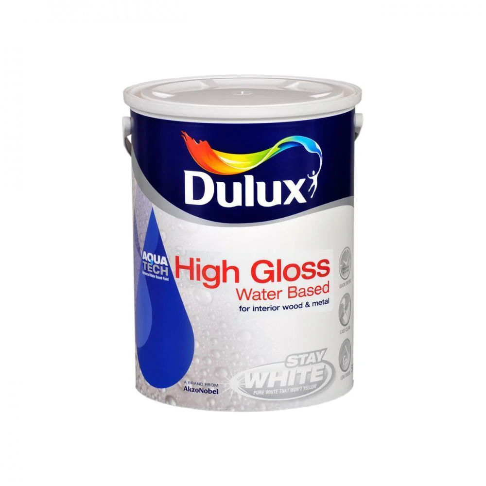 Dulux Stay White with Aquatech High Gloss Paint - 5 Lit - Image 2