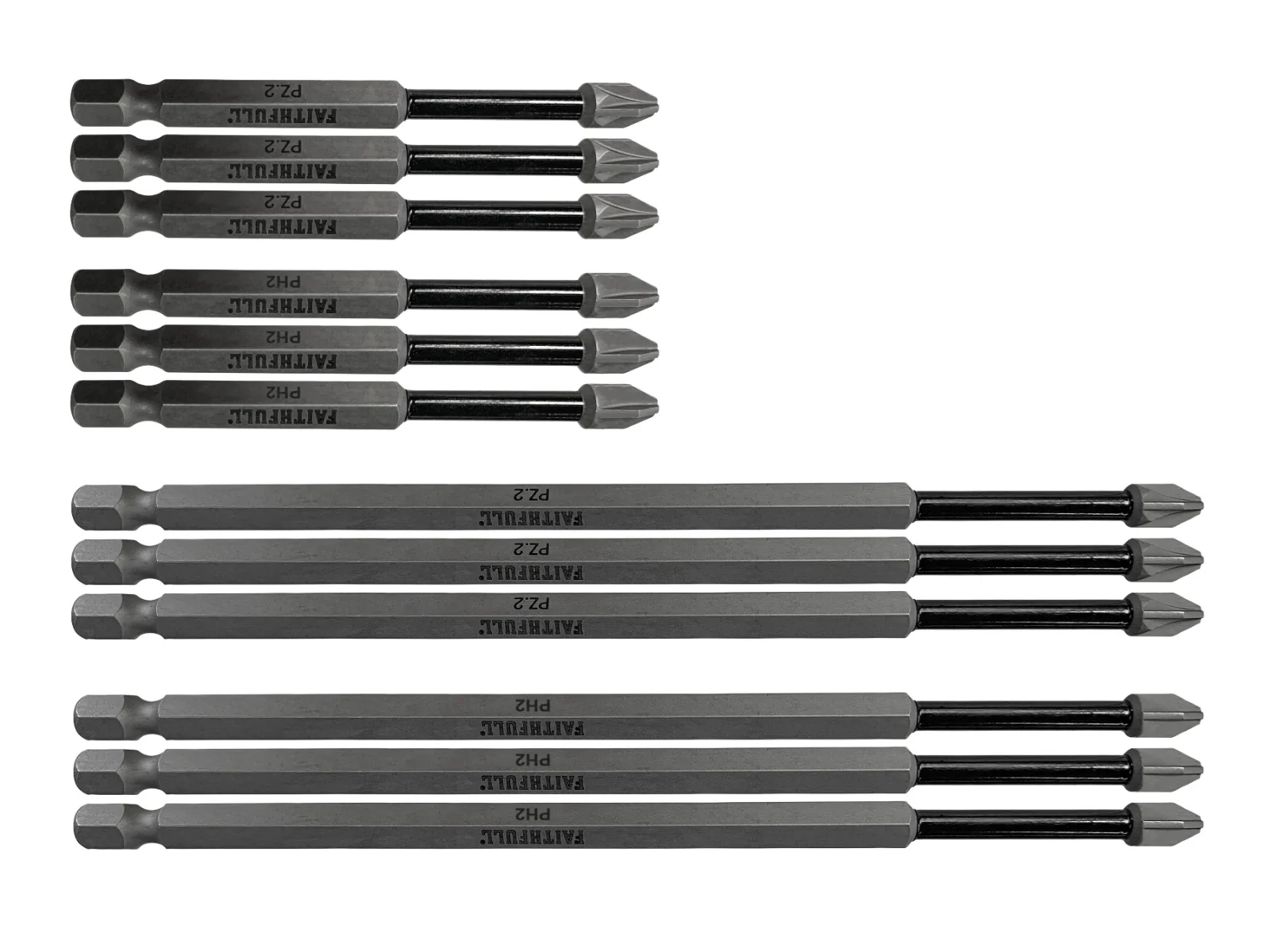Faithfull Long Impact Bit Set, 12pc