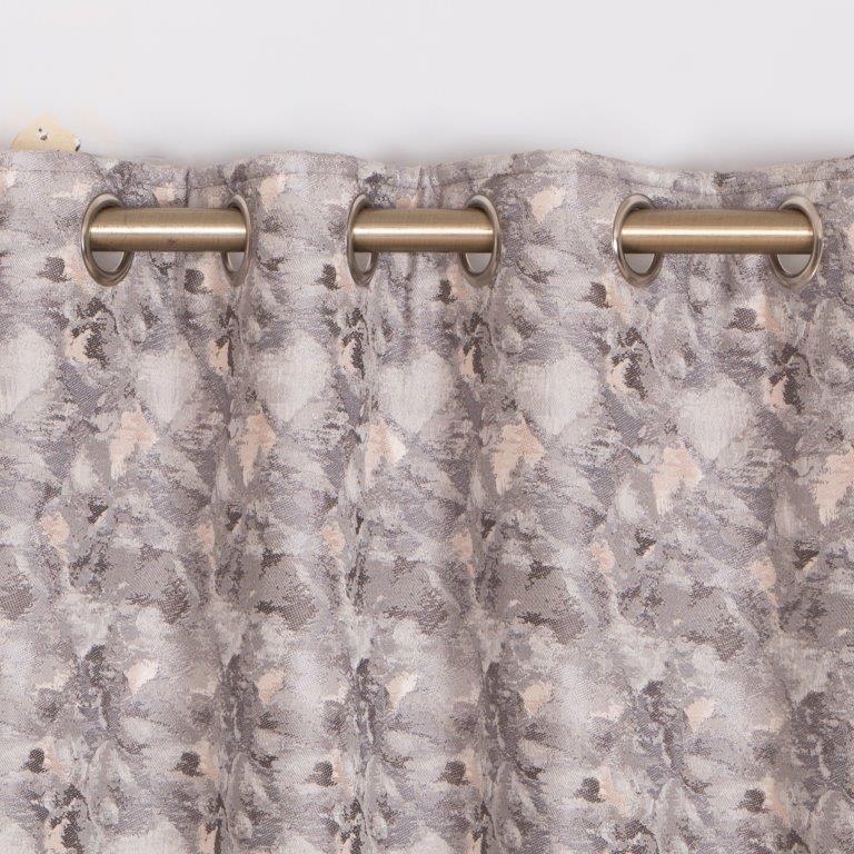 Festival 90" x 90ā Lined Eyelet Curtains Grey/Blush - Image 2