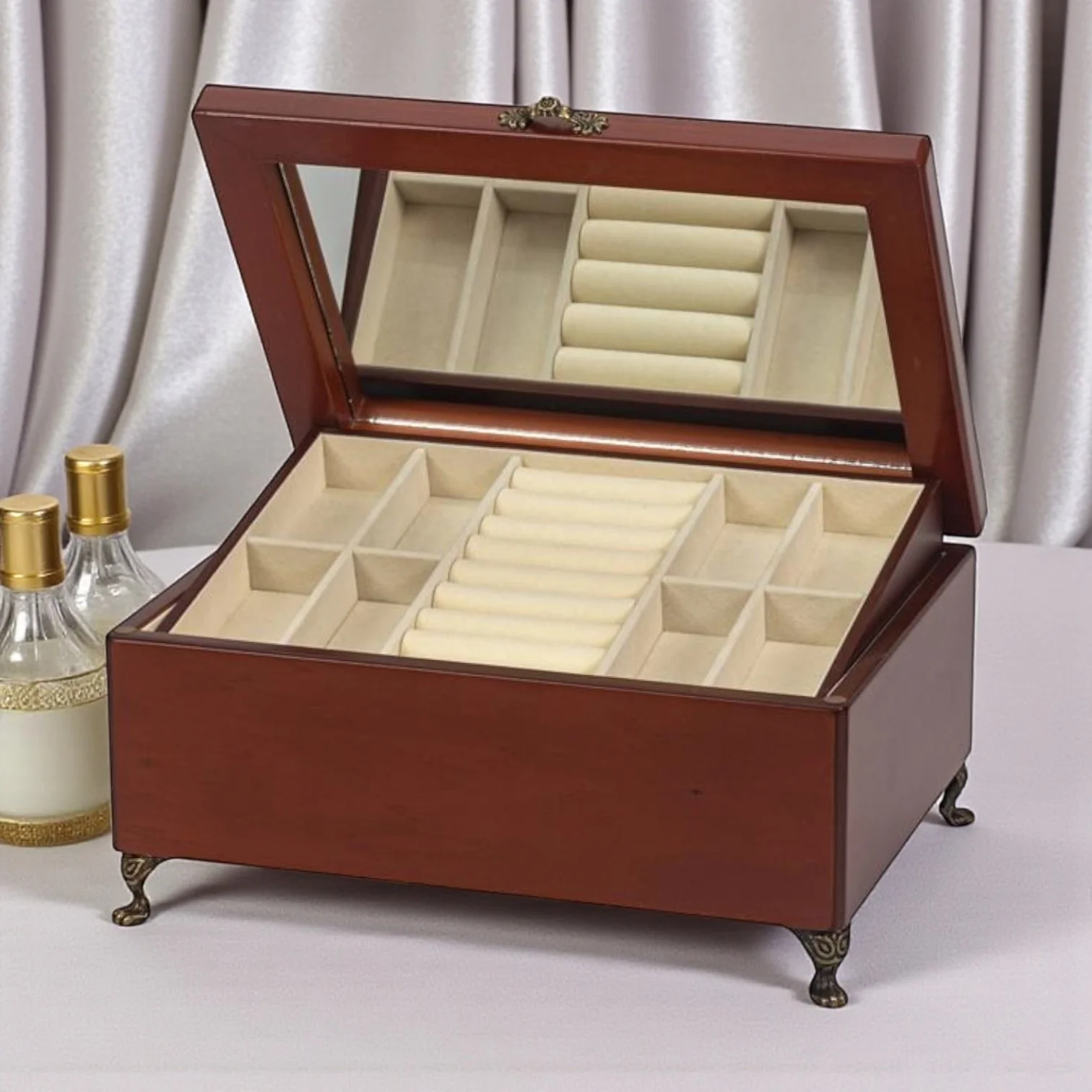 Fiona Mahogany Finish Wooden Jewellery Box - Image 2