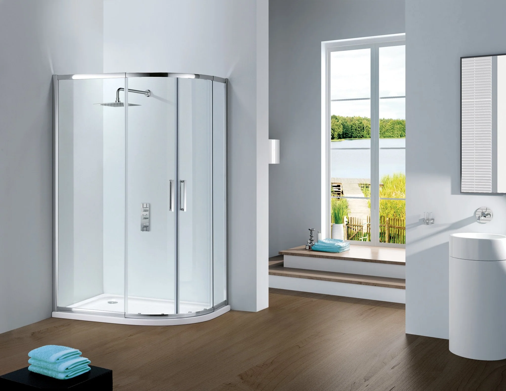 Flair Slimline CapellaOffset Curved Quadrant 800 x 1000mm