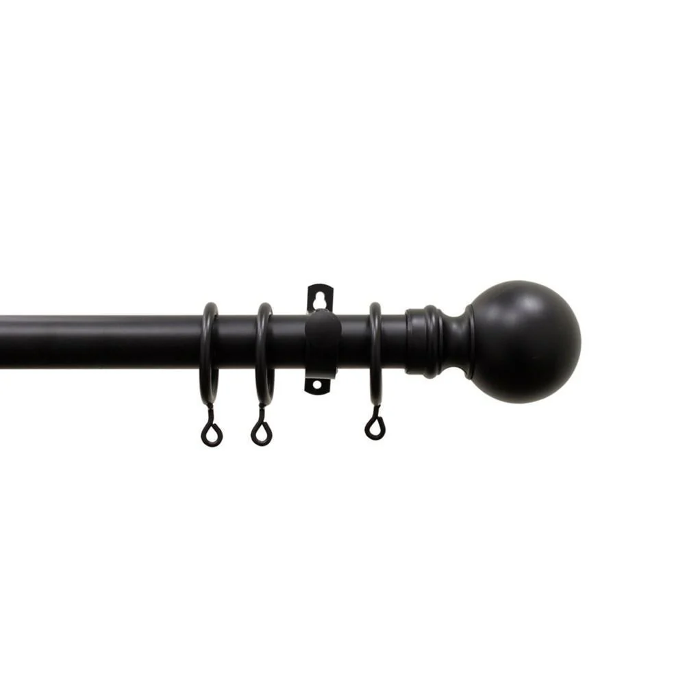 Forge Ball Curtain Pole - Black