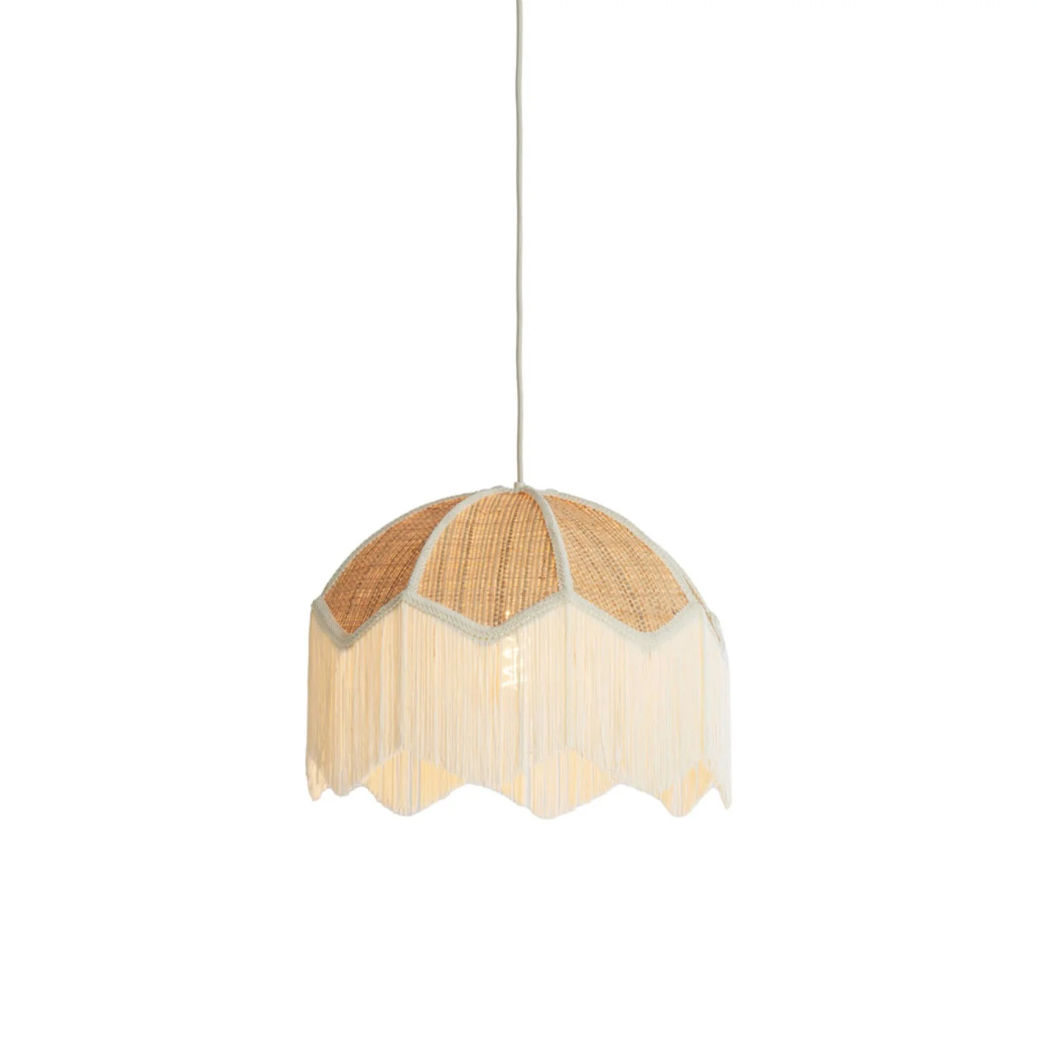 Hanging Pendant 40 x 33cm MALACIA Raffia Natural & Cream - Image 2