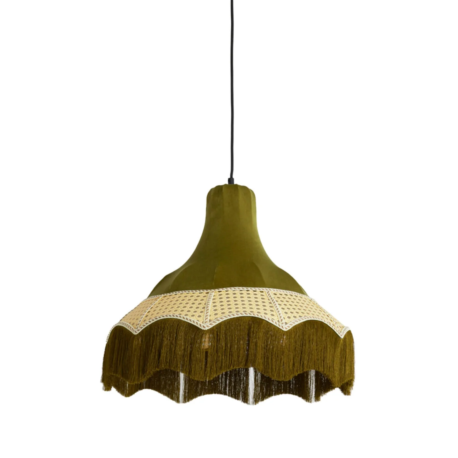 Hanging Pendant 50 x 44.5cm MIZIA Velvet Green & Webbing Natural