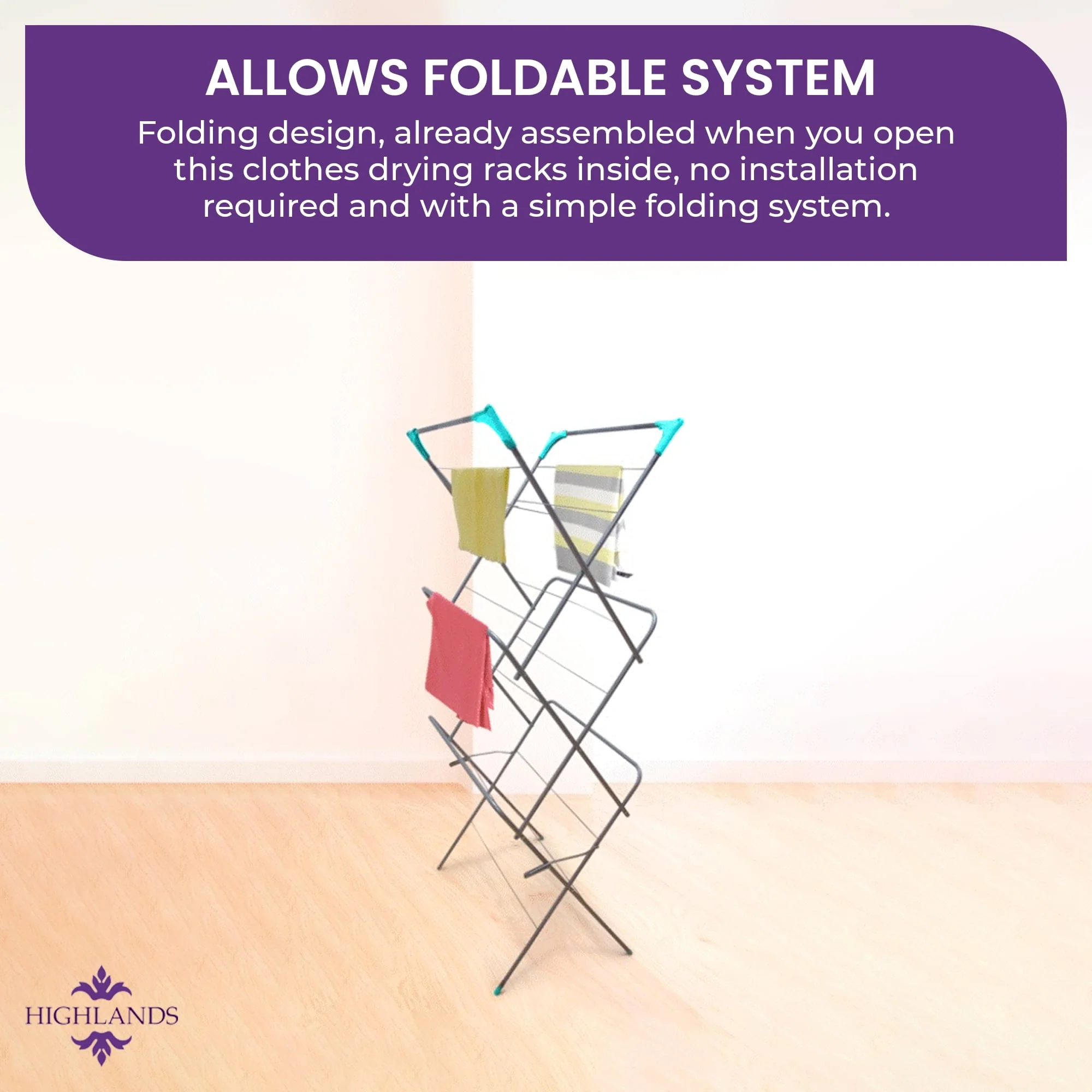 Highlands 3 Tier Clothes Airer - Image 5