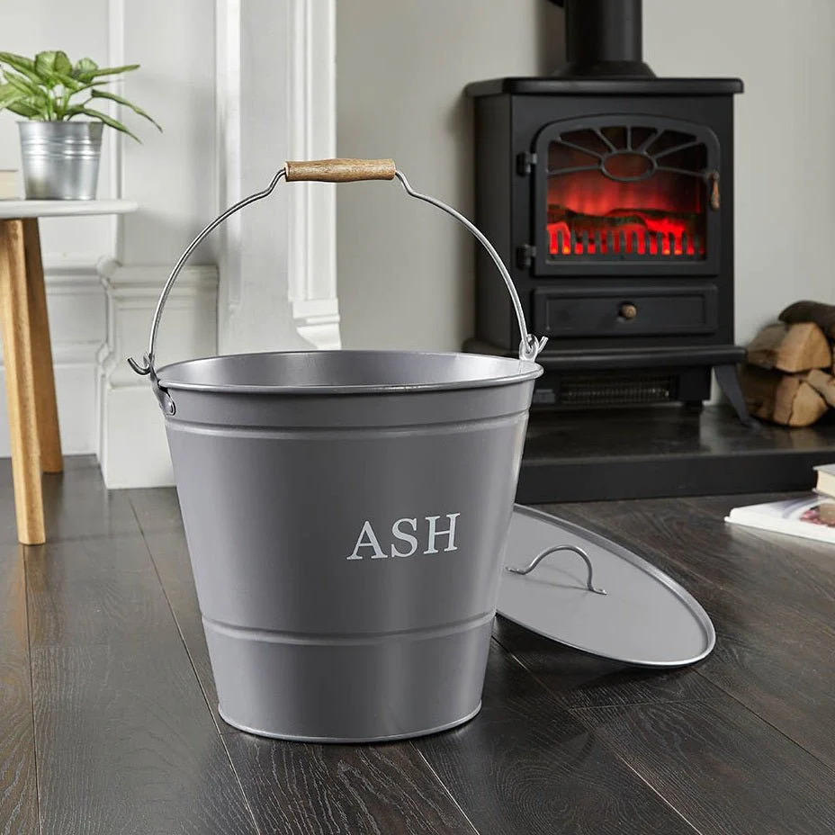 Inglenook Ash Bucket with Lid Grey