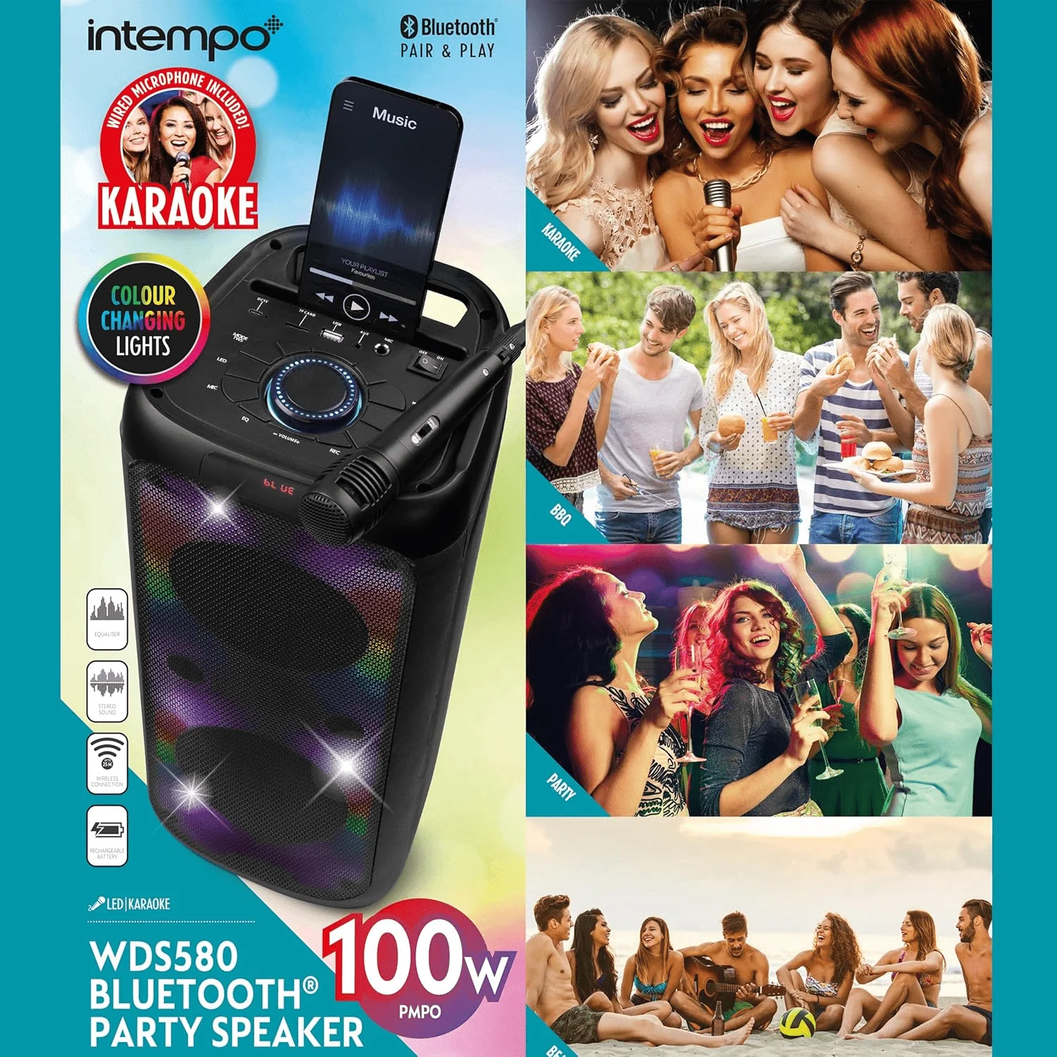 Intempo Bluetooth Karaoke Speaker - With Wired Microphone - Image 6