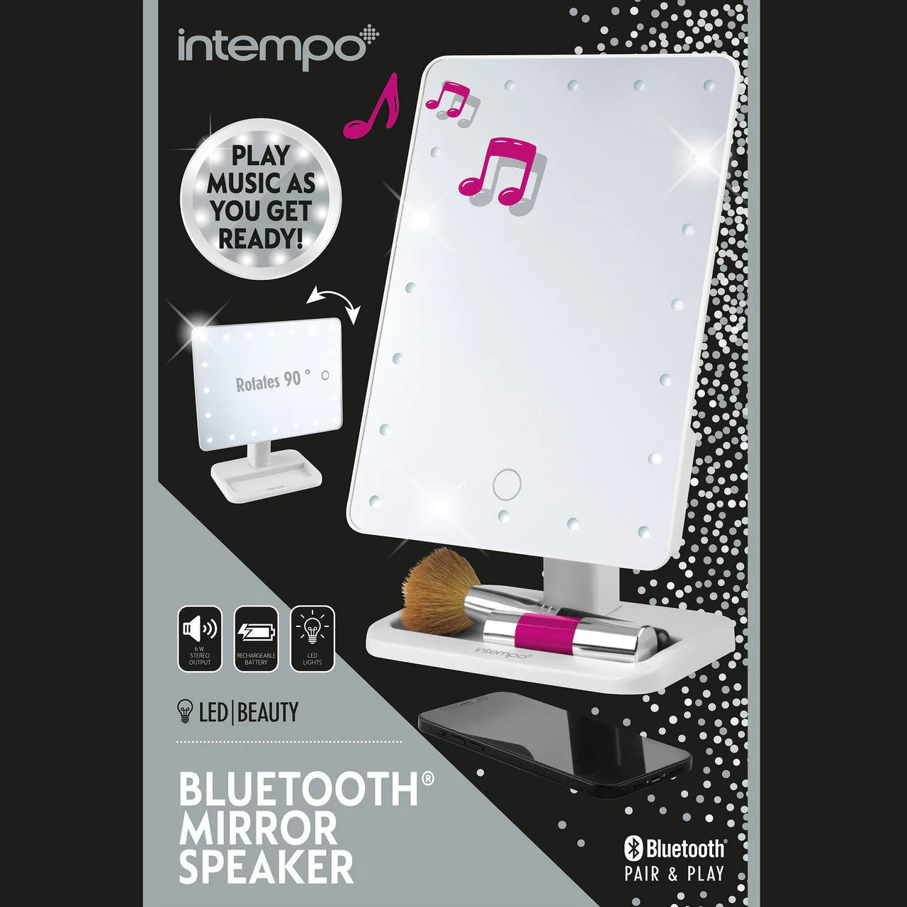 Intempo Bluetooth Mirror Speaker - White - Image 4