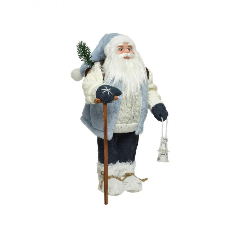 Kaemingk B.V - Standing Santa with Blue Fur Trim - 60cm - White/Blue 9920458